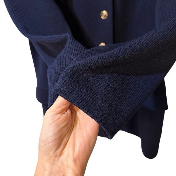 St. John Collection By Marie Gray Womens Four Button Santana Knit Jacket 10 Navy - Picture 6 of 13
